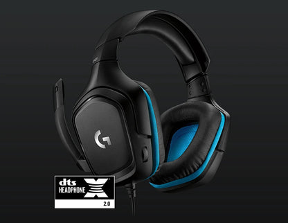 For Logitech G431 Wired Leather Gaming Headphones 7.1 Surround Sound 50mm DTS Driven Mute Toggle and 6mm MIC for PC Players