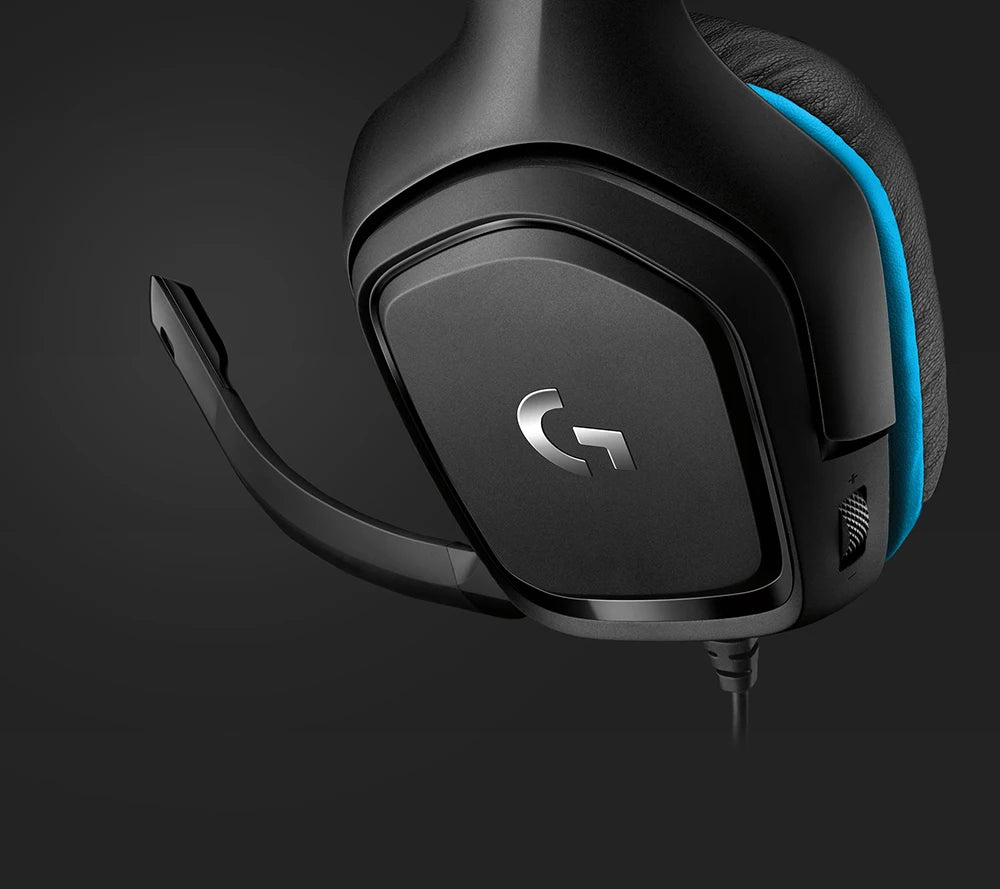 For Logitech G431 Wired Leather Gaming Headphones 7.1 Surround Sound 50mm DTS Driven Mute Toggle and 6mm MIC for PC Players