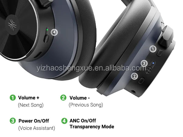 OneOdio A10 Active Noise Cancelling Wireless Headphones Overseas Stock Hi-Res  Headset for Travel Office Wholesale
