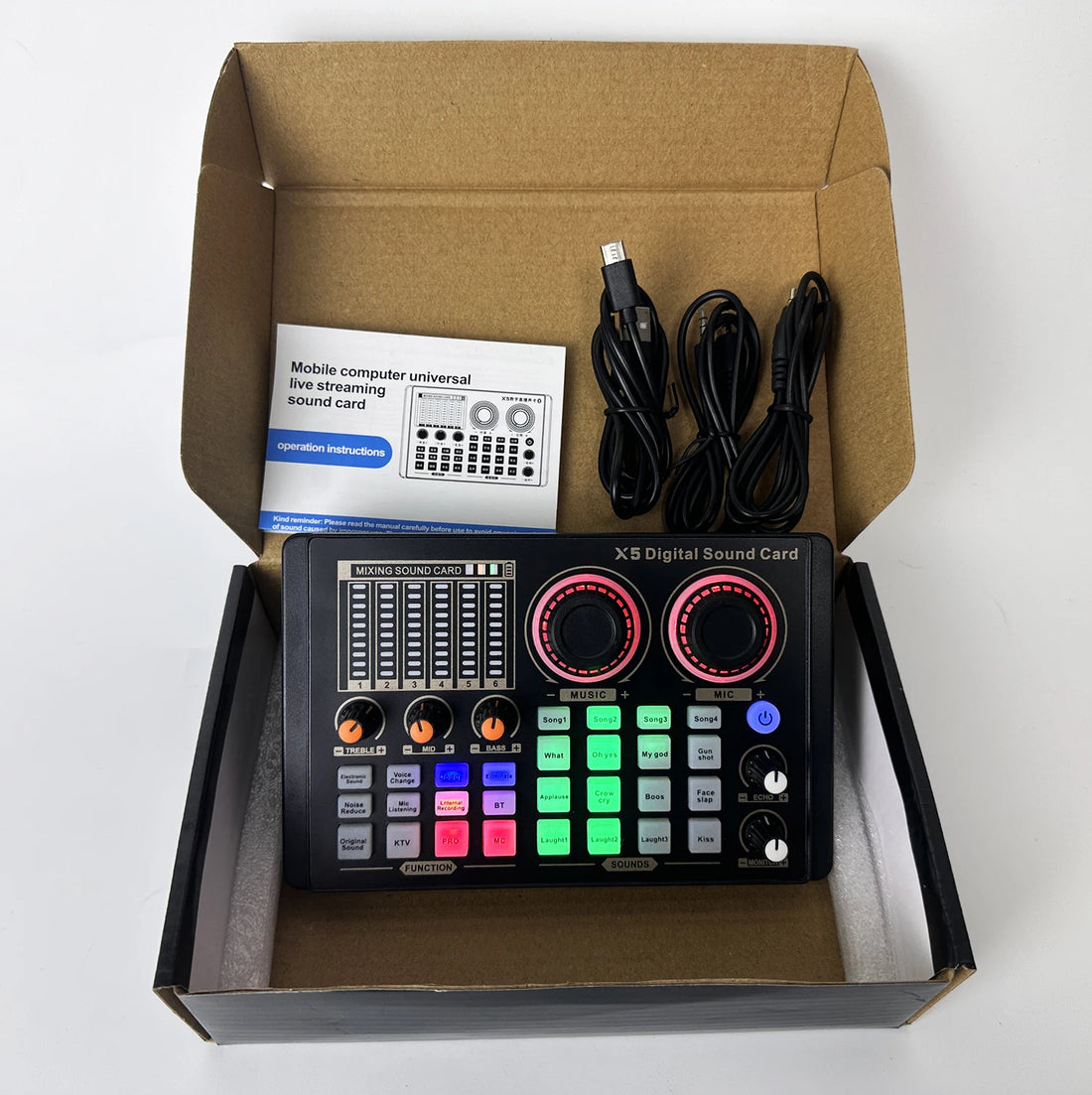 Professional Studio Recording Equipment Bundle X5 Digital Mixer Soundcard Mic Headphone Monitor Speaker for Streaming Singing