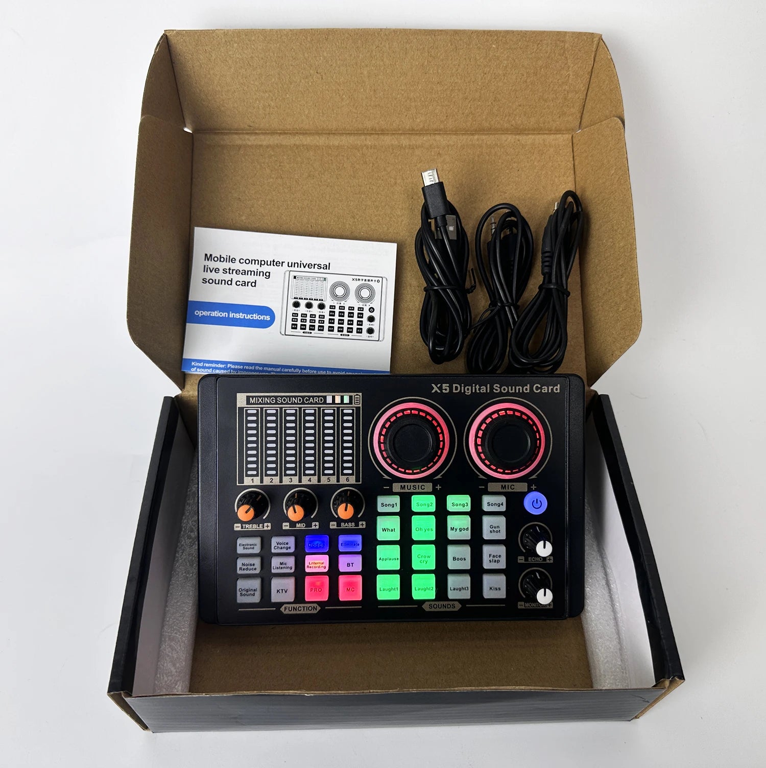 Professional Studio Recording Equipment Bundle X5 Digital Mixer Soundcard Mic Headphone Monitor Speaker for Streaming Singing