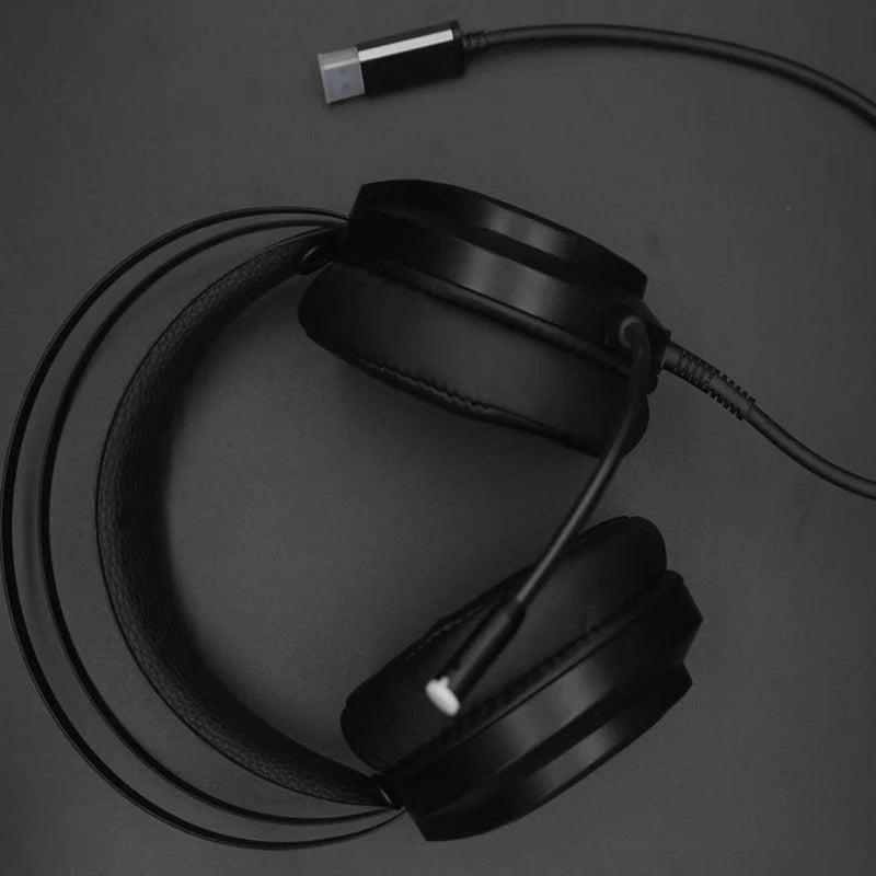 RGB USB Wired Gaming Earphones Headsets Dynamic Vocalism Principle Compatible with PC Laptop