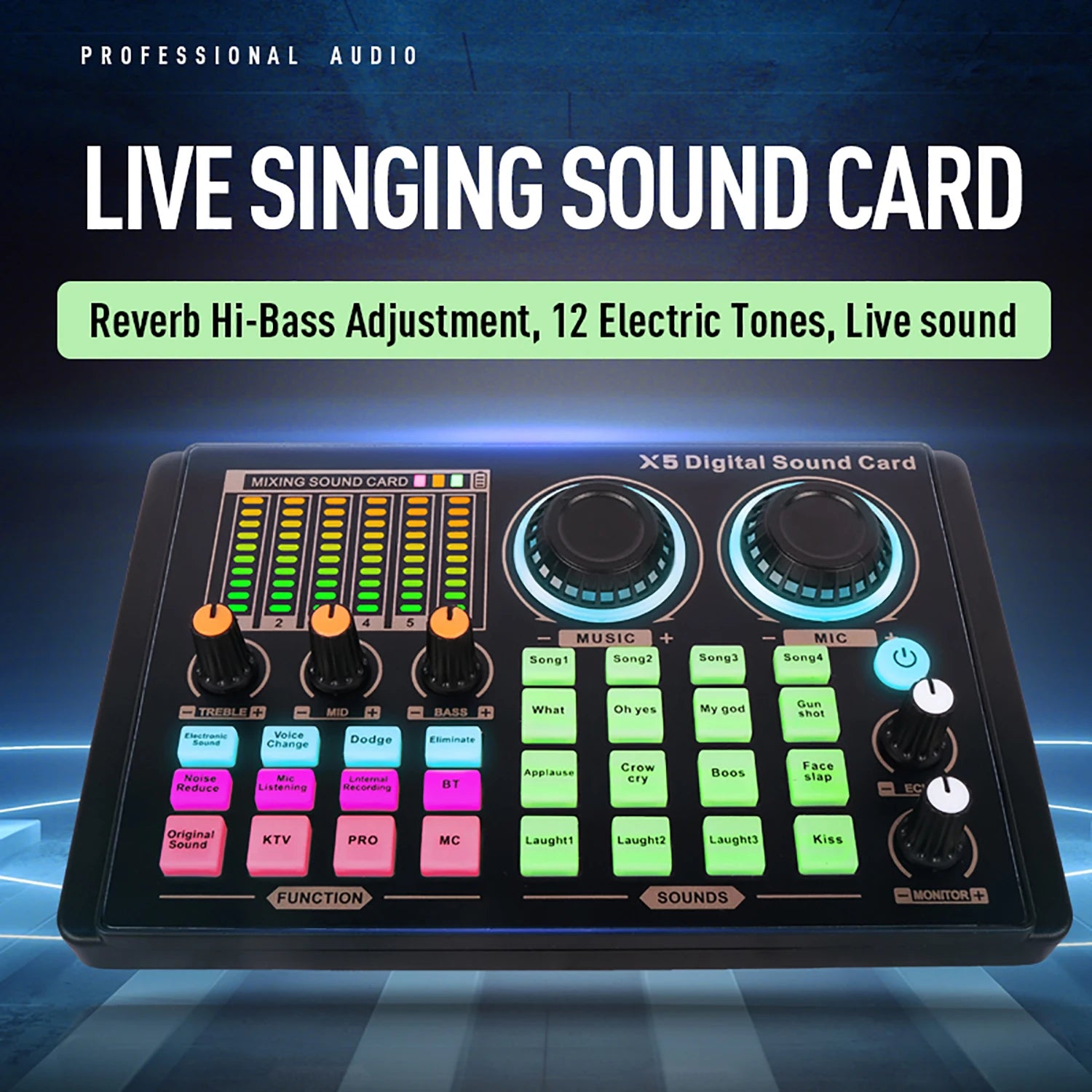 Professional Studio Recording Equipment Bundle X5 Digital Mixer Soundcard Mic Headphone Monitor Speaker for Streaming Singing
