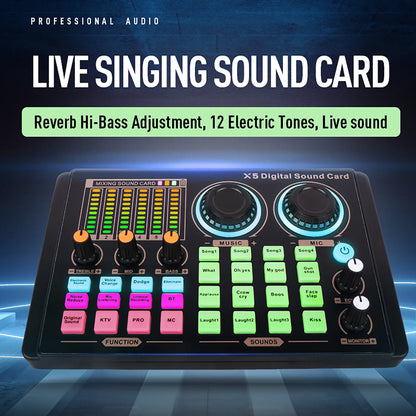 Professional Studio Recording Equipment Bundle X5 Digital Mixer Soundcard Mic Headphone Monitor Speaker for Streaming Singing