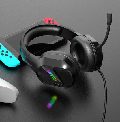 E-sports Game Over-ear Headphones Active Noise Cancellation RGB Dynamic Cool Light Effect Bass Boost 2.2m Cord Desktop Computer