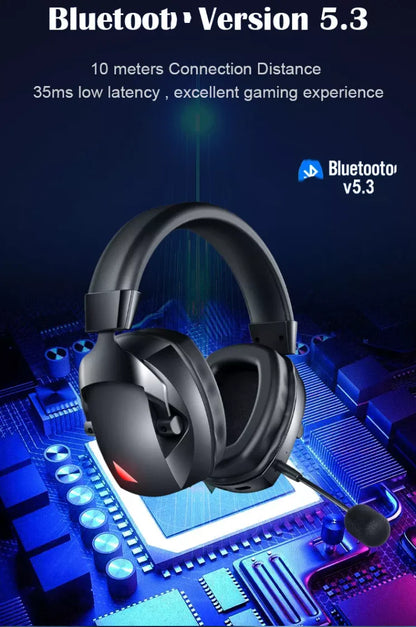 Gamer Wired Wireless RGB Gaming Headset With Microphone Custom Logo Boys Noise Cancel Over Ear Headband PC 2.4g Headphone