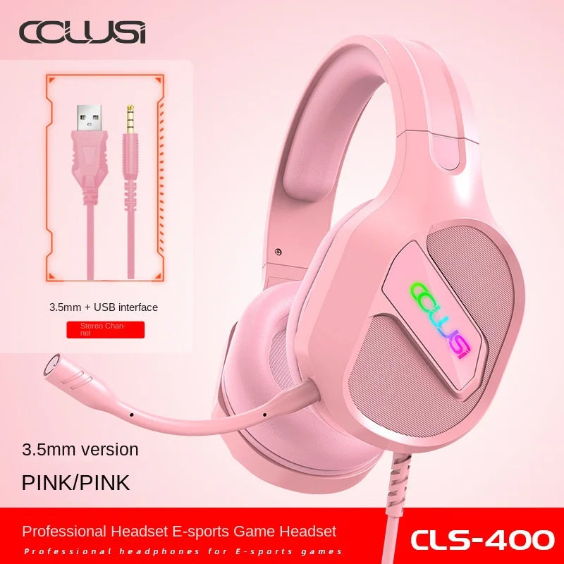 E-sports Game Over-ear Headphones Active Noise Cancellation RGB Dynamic Cool Light Effect Bass Boost 2.2m Cord Desktop Computer