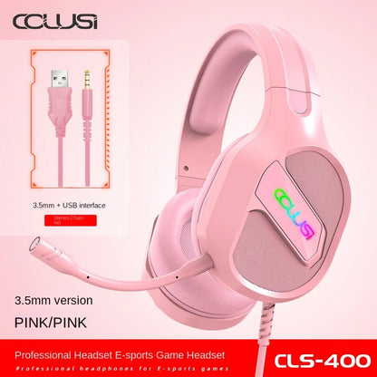 E-sports Game Over-ear Headphones Active Noise Cancellation RGB Dynamic Cool Light Effect Bass Boost 2.2m Cord Desktop Computer