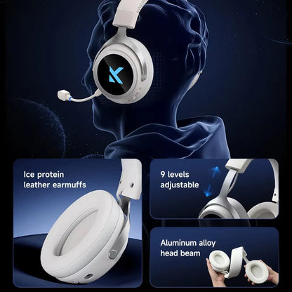 Wired-Wireless 2.4G BT RGB 7.1 Stereo Sound Gaming Headset Low Latency 2000mAh Noise Reduction Compatible PC PS5 DJs Sports