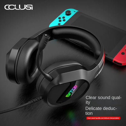 E-sports Game Over-ear Headphones Active Noise Cancellation RGB Dynamic Cool Light Effect Bass Boost 2.2m Cord Desktop Computer