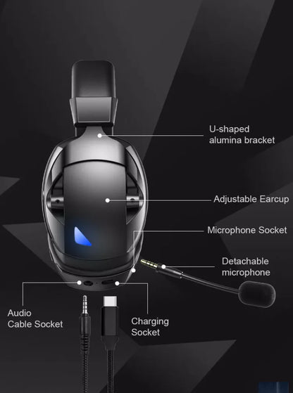 Gamer Wired Wireless RGB Gaming Headset With Microphone Custom Logo Boys Noise Cancel Over Ear Headband PC 2.4g Headphone