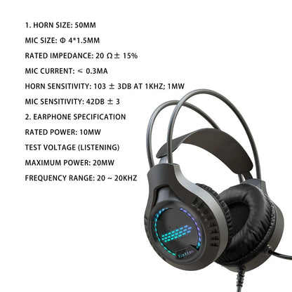 Earldom Gaming Headset with Microphone Stereo Wired Headset Gamer for PC/PS4/Xbox One with Noise Cancelling Mic LED Lights