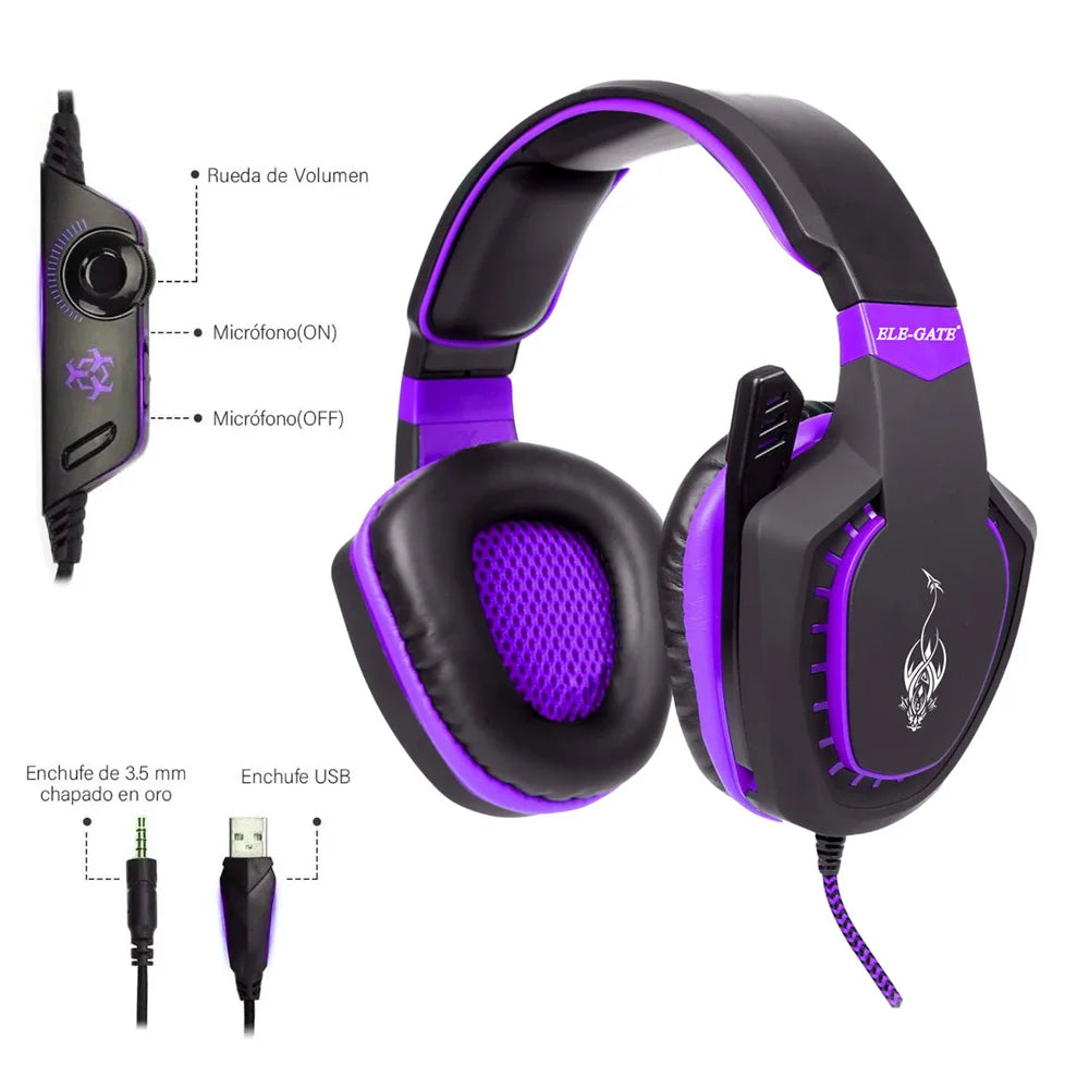 Gamer Specialized Headset with LED Microphone Headband for Video Games