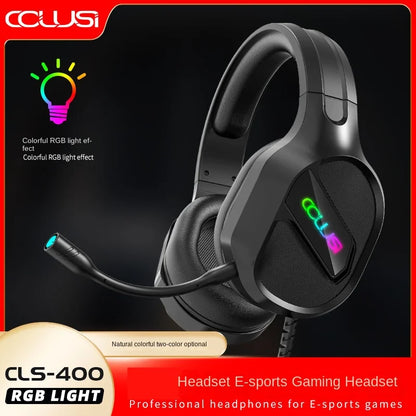 E-sports Game Over-ear Headphones Active Noise Cancellation RGB Dynamic Cool Light Effect Bass Boost 2.2m Cord Desktop Computer