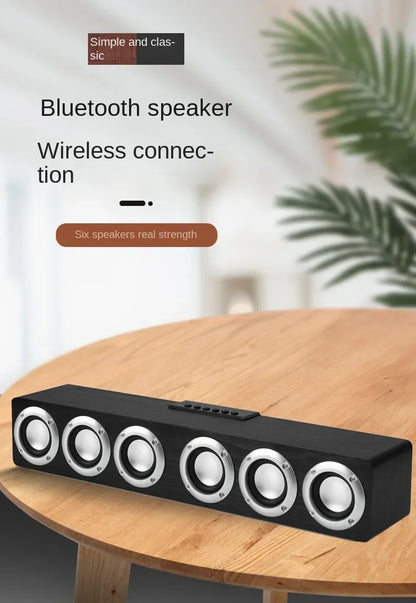 Super Powerful Bluetooth Speaker Wooden Six Subwoofer caixa de som Home Theater TV Sound Box Sound Bar Surround Stereo TF U Disk