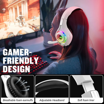 Lightweight Wired Gaming Headset With HD Microphone, Refined Design With Soft And Breathable Ear Cushions, 40mm Powerful Drivers