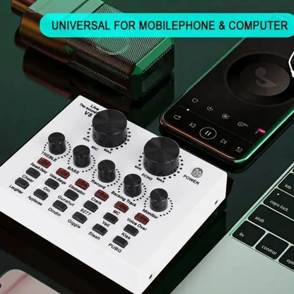 Audio Mixer V8 Sound Card Karaoke Recording Professional Mic Sound Card Portable Studio Record External Sound Card Webcast Live