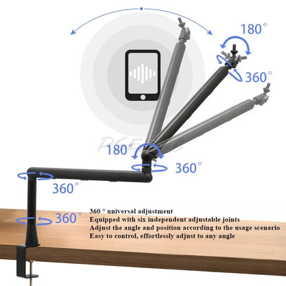 Desktop Mic Stand - Foldable Anti-Shock Cantilever Holder Mic Boom Arm