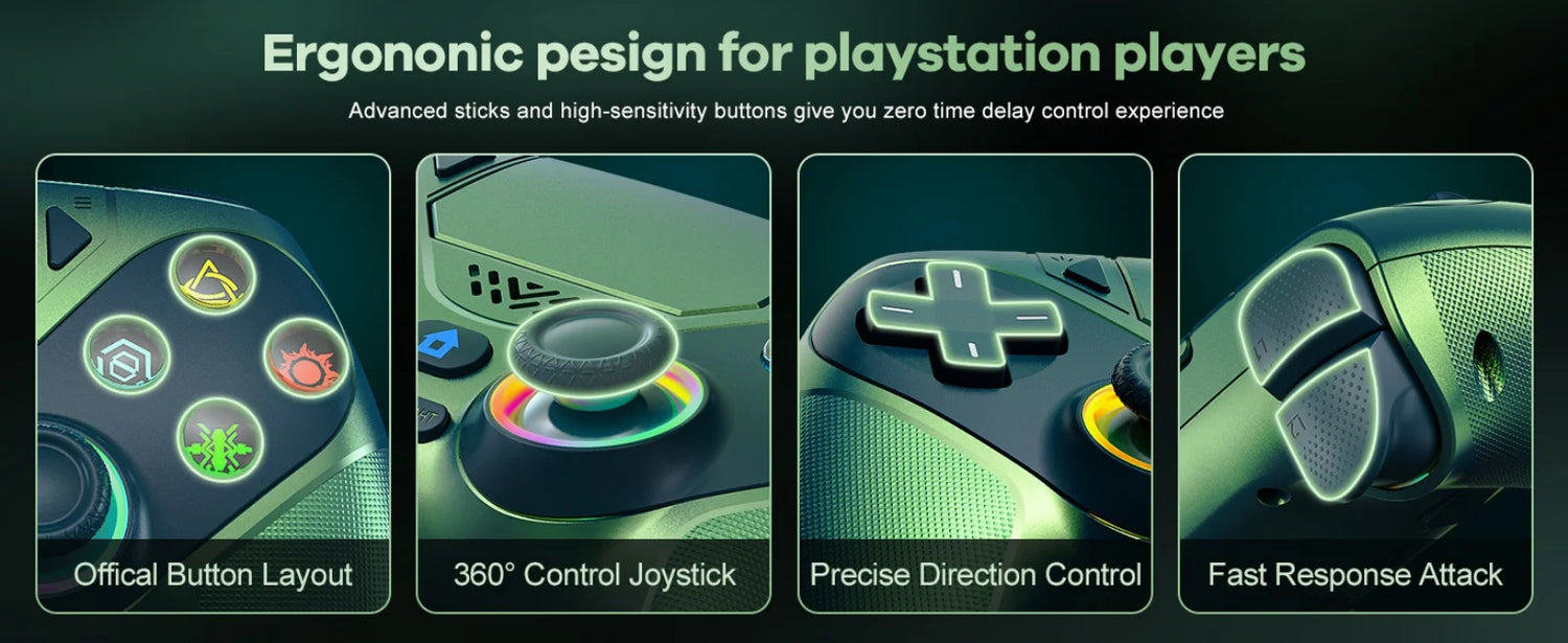 RGB Light Controller For PlayStation 5/PS5 Pro/Slim/PC Wireless Gamepad Marco/Turbo NO Drift Hall Effect Gaming Control Joystick