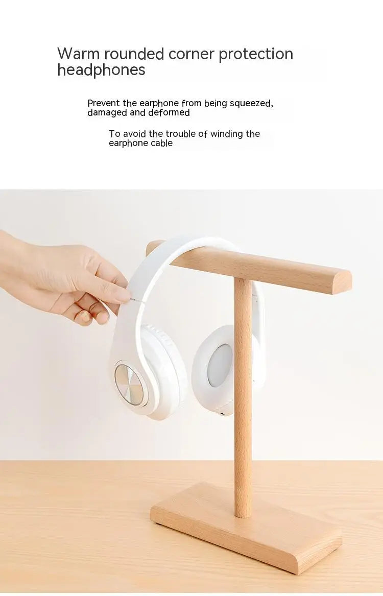 Wooden Stand Holder for Headset Display Shelf Desk Hanger T Shape Headphones Stands Storage Brackets Home Storage Organizer