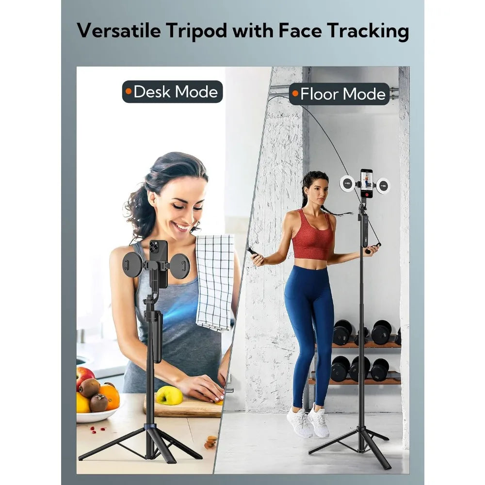 Auto Face Tracking 360 Rotation Tripod with Fill Light and Remote Control for Content Creators and Video Recording