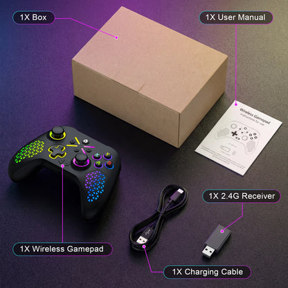 RGB Wireless For Xbox Controller Xbox One/xbox Series X/S/PC With 650mah Battery gamepad Multi-Function Joystick Controller