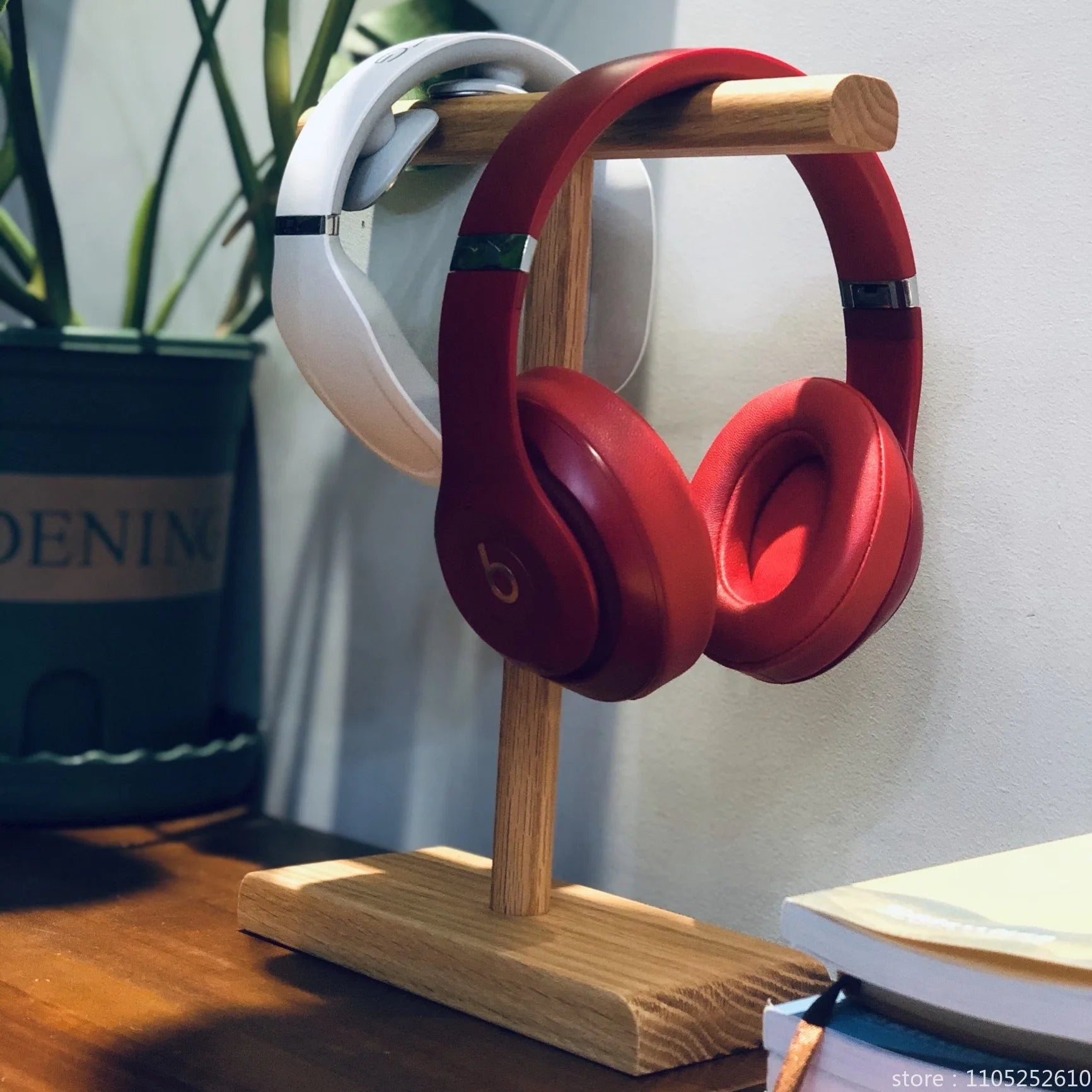 Wooden Stand Holder for Headset Display Shelf Desk Hanger T Shape Headphones Stands Storage Brackets Home Storage Organizer