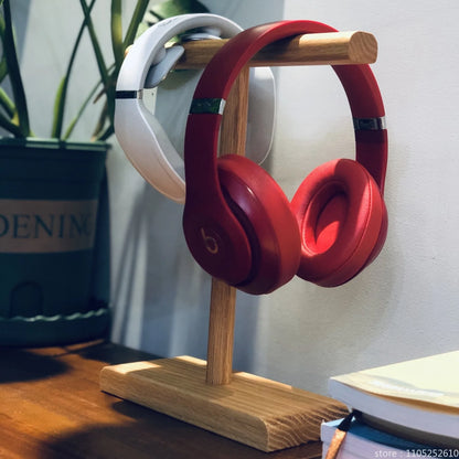 Wooden Stand Holder for Headset Display Shelf Desk Hanger T Shape Headphones Stands Storage Brackets Home Storage Organizer