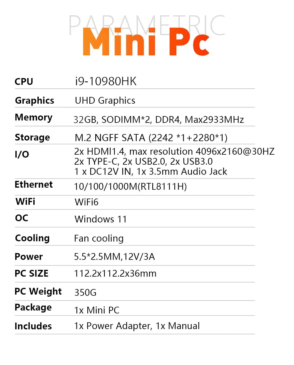 2026 Gaming Mini PC Intel Core i9 10980HK i3 6100U WIFI 6 BT5.2 Portable Computer Windows 11 Pro 16GB 32GB RAM 1TB SSD PC Gamer