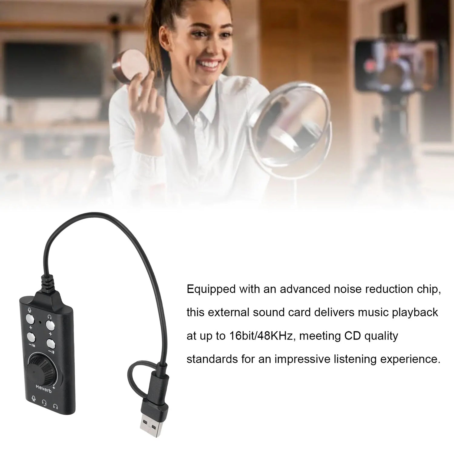 USB External Sound Card USB Type C External Sound Card Microphone Headphone Adapter for Laptop Phone Voice Changer Plug and Play