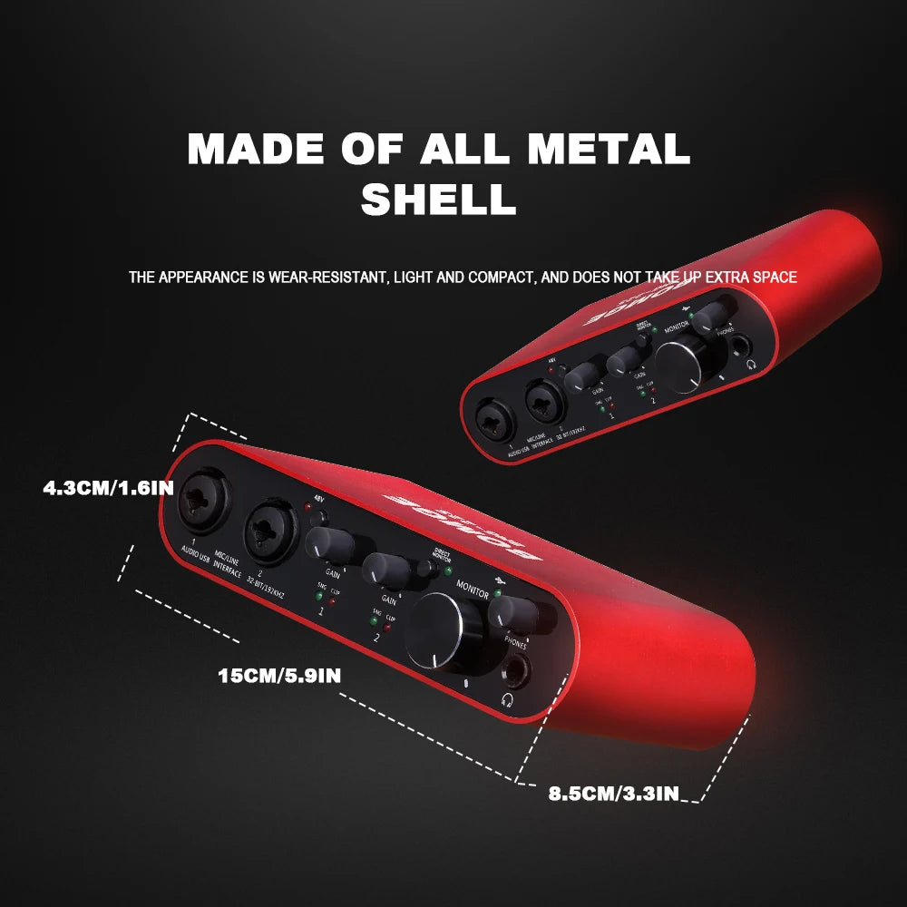 Audio Interface BOMGE BMG-22S 32-bit/192kHz Professional Sound Card And Dual Channel Amplifier Are Used For Live Recording