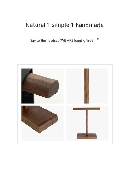Wooden Stand Holder for Headset Display Shelf Desk Hanger T Shape Headphones Stands Storage Brackets Home Storage Organizer