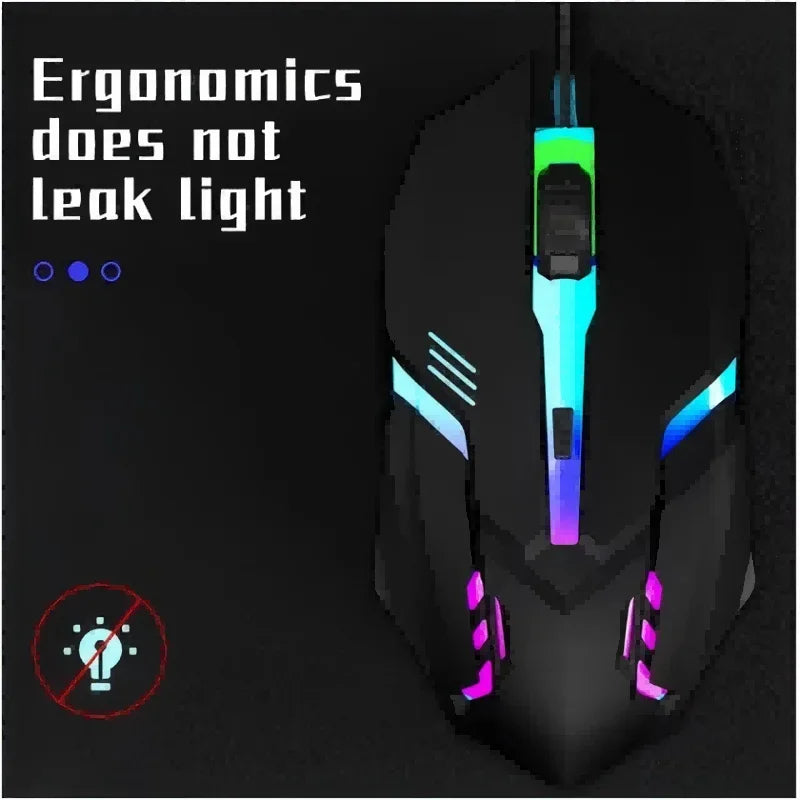 Ergonomic gaming mouse, suitable for desktop and laptop computers, 4-button USB RGB backlit mouse
