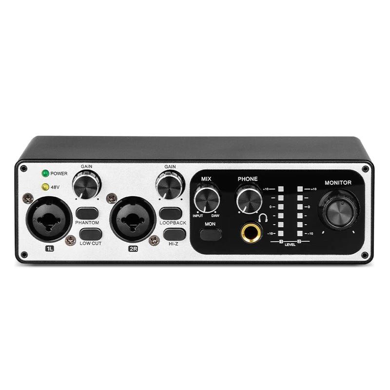 USB Audio Interface Sound Card, High Samping Rate, Noise-Free for Content Creators &amp; Musicians, for Computer Recording
