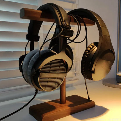 Wooden Stand Holder for Headset Display Shelf Desk Hanger T Shape Headphones Stands Storage Brackets Home Storage Organizer