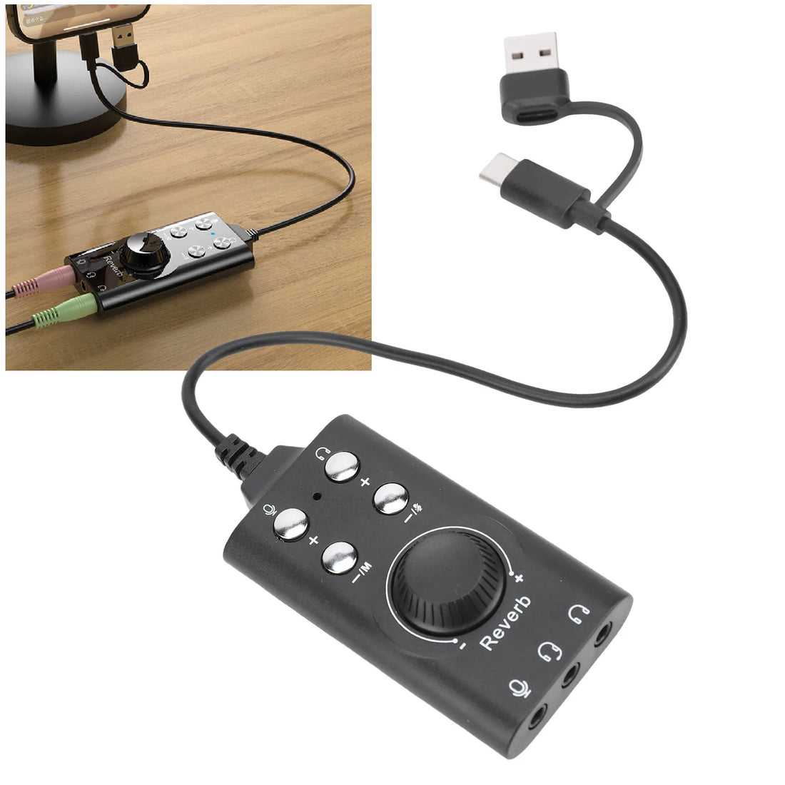 USB Sound Card External Stereo Sound Card with Volume Control USB to 3.5mm Jack Sound Adapter for PC Laptop Desktop Headset