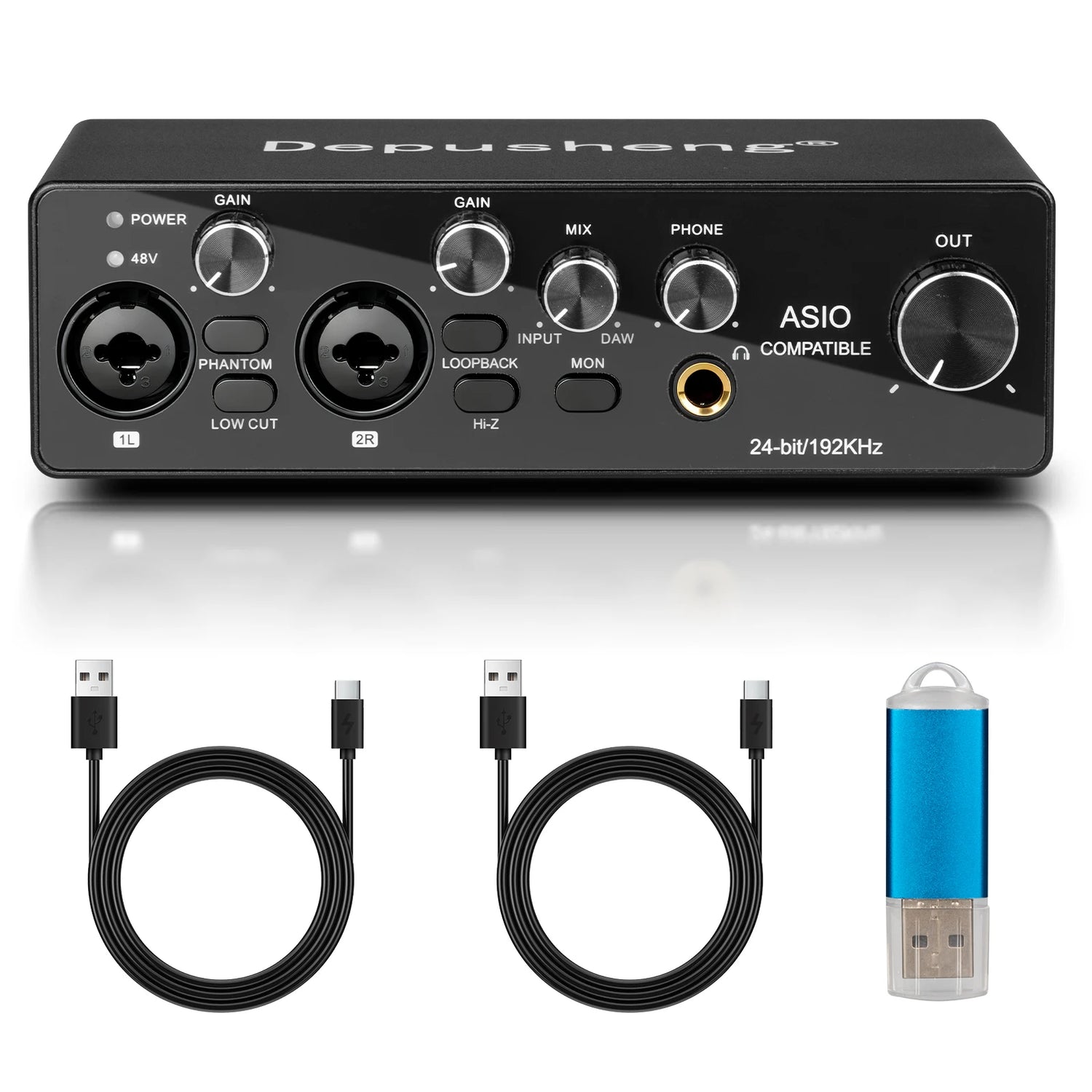 MQ44 ASIO Audio Professional Sound Card 4 Channel 4in 4out USB Audio Interface for Live Recording