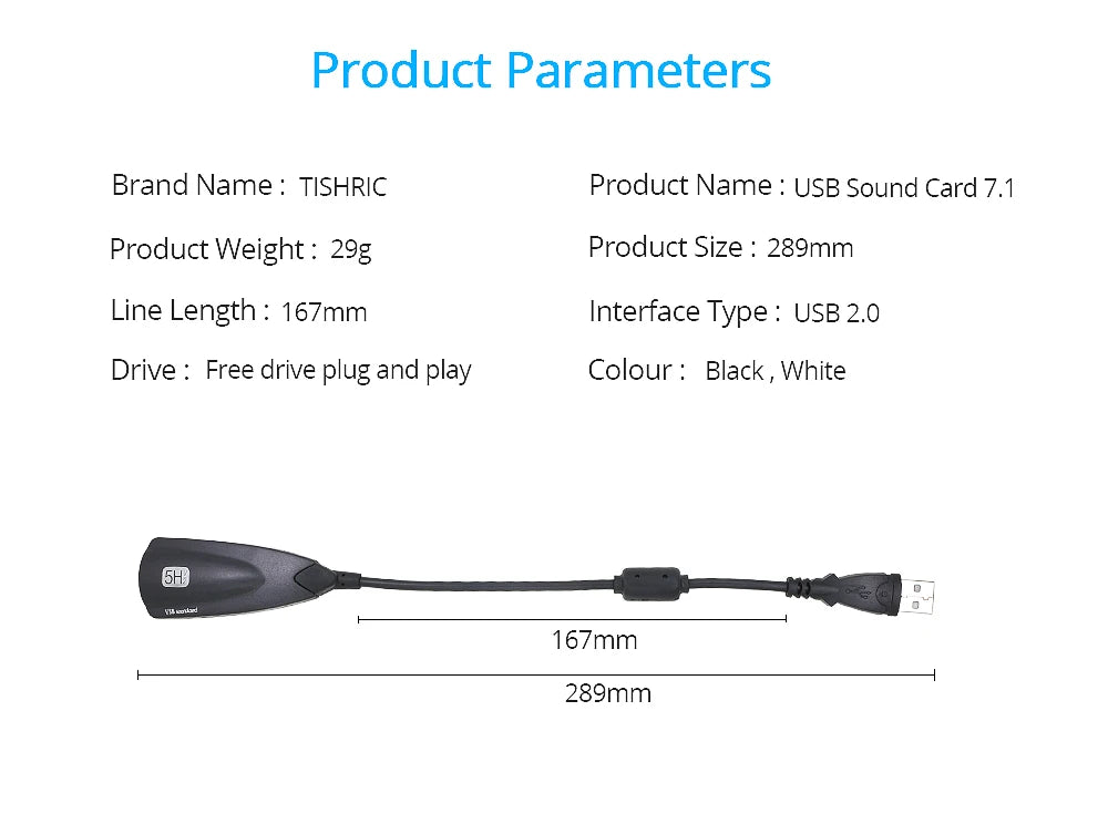USB Sound Card Computer Gaming Specific External High-End Sound Card, 5HV2 Stereo 7.1 Channel Wired Sound Card