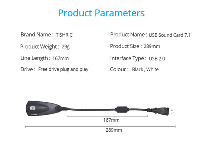 USB Sound Card Computer Gaming Specific External High-End Sound Card, 5HV2 Stereo 7.1 Channel Wired Sound Card
