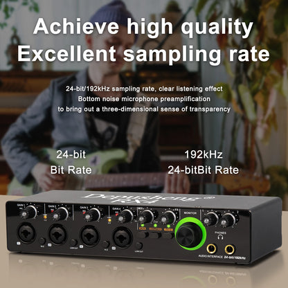 Newest 4 Channel Audio Sound Card 4 in 2 out Interface Audio For Podcast Recording Music Studio Instrument Live Singing