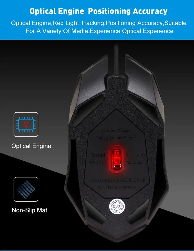 Ergonomic gaming mouse, suitable for desktop and laptop computers, 4-button USB RGB backlit mouse