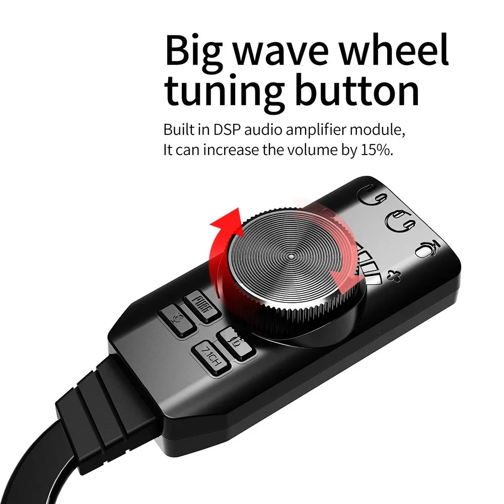 GS3 7.1 Channel Sound Card USB Audio Interface Converter External Sound Card Headset Stereo Adapter for Computer PC Laptop Game