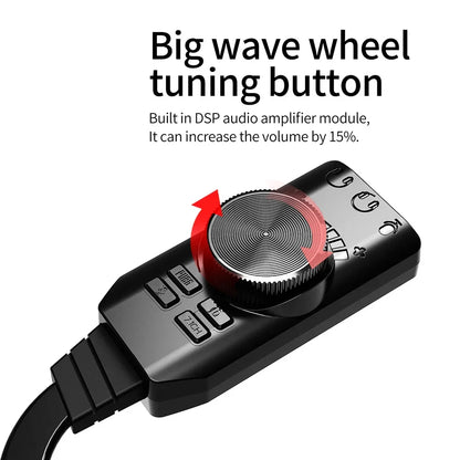 GS3 7.1 Channel Sound Card USB Audio Interface Converter External Sound Card Headset Stereo Adapter for Computer PC Laptop Game