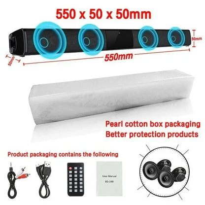 40W High Power Soundbar for TV Computer Wireless Bluetooth Speaker Home Theater Sound System FM Radio Subwoofer RCA Soundbox TF