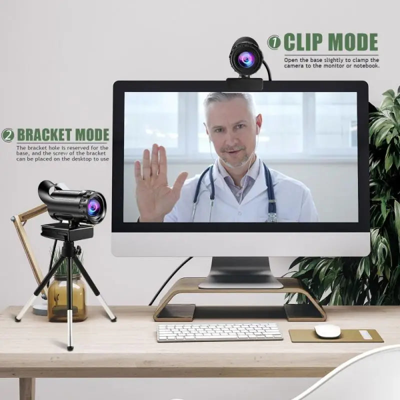 Autofocus 1080p/2K/4K Webcam Computer Camera HD Network USB Live Webcam Rotatable with Tripod for Live Video Conference