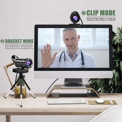 Autofocus 1080p/2K/4K Webcam Computer Camera HD Network USB Live Webcam Rotatable with Tripod for Live Video Conference