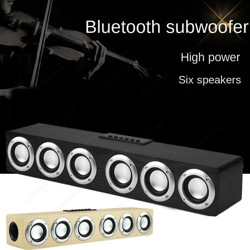 Super Powerful Bluetooth Speaker Wooden Six Subwoofer caixa de som Home Theater TV Sound Box Sound Bar Surround Stereo TF U Disk