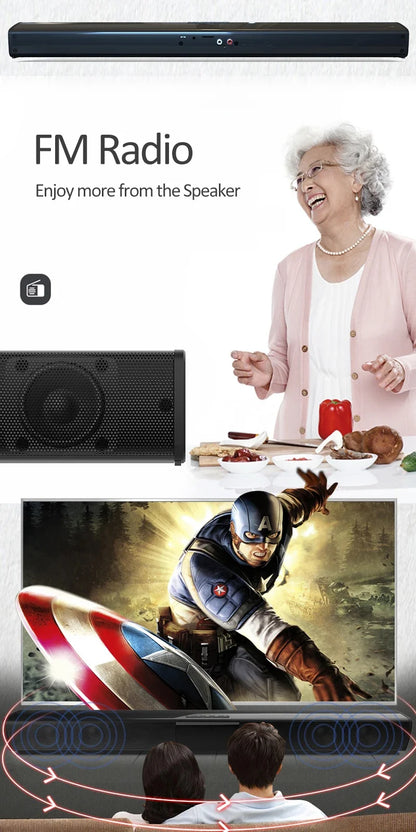 40W High Power Soundbar for TV Computer Wireless Bluetooth Speaker Home Theater Sound System FM Radio Subwoofer RCA Soundbox TF