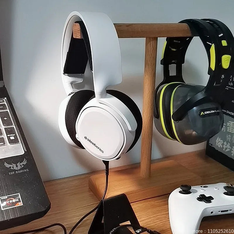 Wooden Stand Holder for Headset Display Shelf Desk Hanger T Shape Headphones Stands Storage Brackets Home Storage Organizer