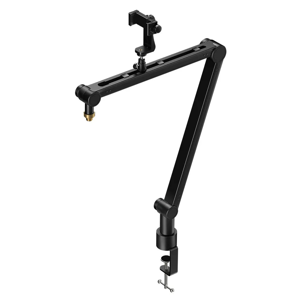 Boom Arm - Adjustable 360° Rotatable Microphone Sturdy Aluminum Alloy Mic Desk, Table Stand Foldable Scissor Stable Mount Arms